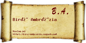 Biró Ambrózia névjegykártya